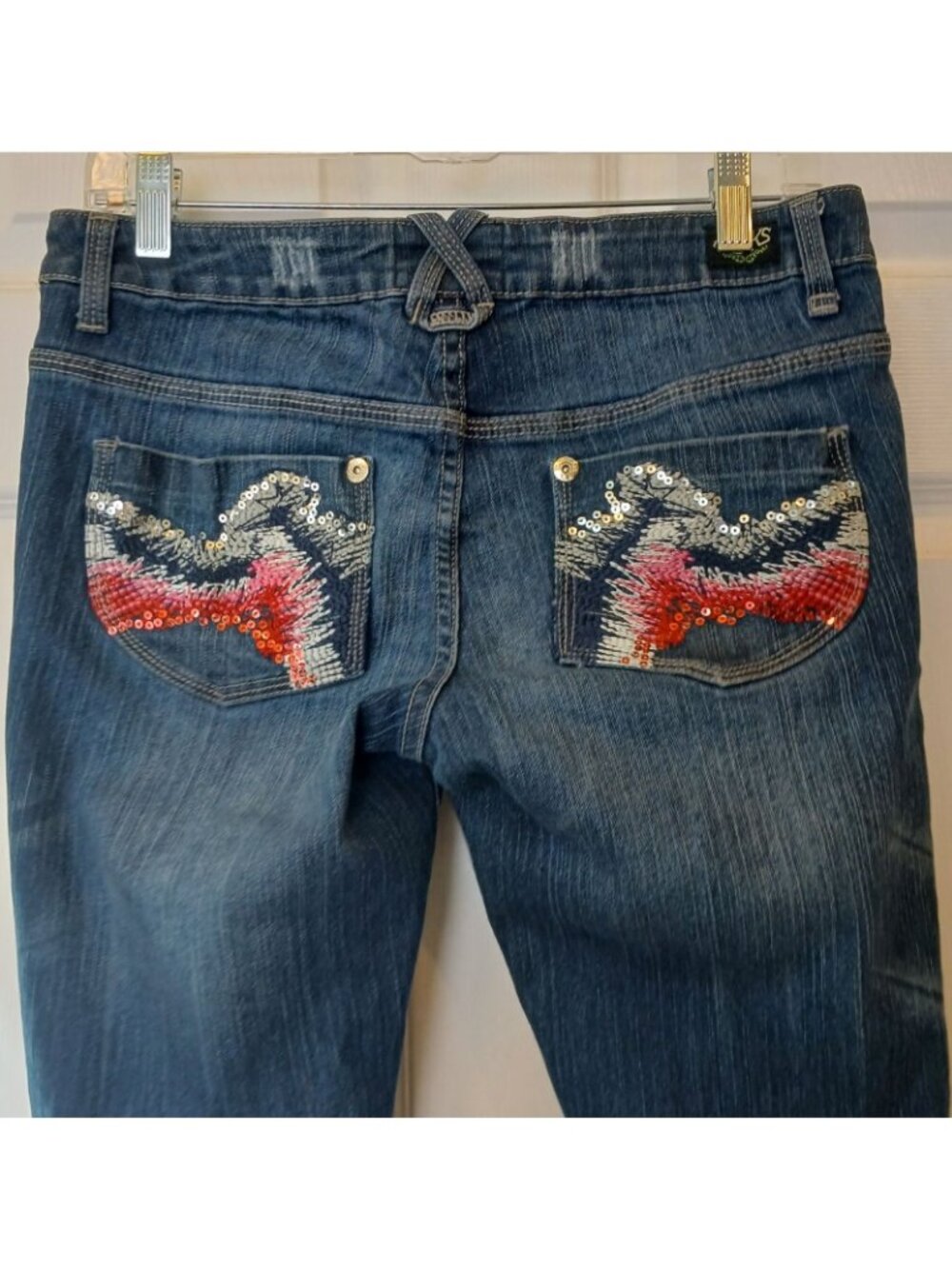 Akademiks Womens Sz 8 Embellished Skinny Jeans Sequin Back Pockets Dark Wash *N3 - Picture 2 of 15